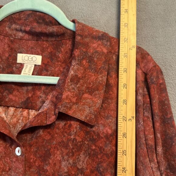 LOGO Lori Goldstein Stretch Woven Button Front Blouse Plus Size 2X Tunic Top - Picture 9 of 10